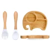 Assiette bambou, ensemble de 3 pièces, éléphant, blanc