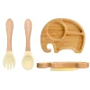Assiette bambou, ensemble de 3 pièces, éléphant, jaune