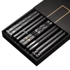 Baguettes chinoises, ensemble de 5 paires, noir