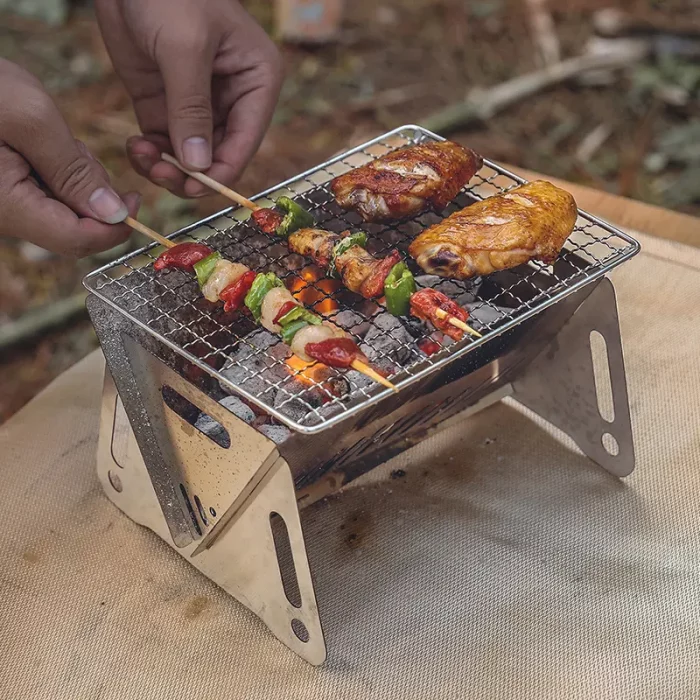 Barbecue portable, en acier inoxydable, petit format à emporter partout