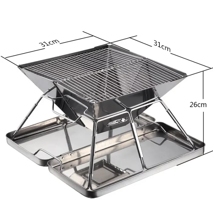Barbecue portable, en acier inoxydable, pliable avec housse de protection dimensions