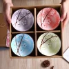 Bol chinois, ensemble de 4 bols colorés en porcelaine violet rouge bleu et vert