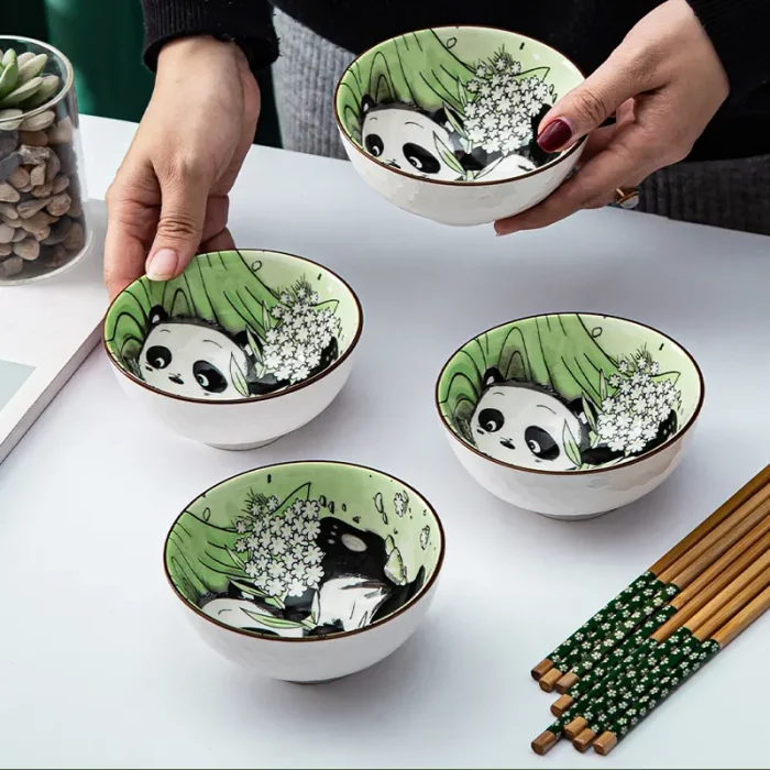 Bol chinois, ensemble de 4 bols, panda, vert haute qualité