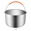 Panier vapeur, avec poignée de relevage, acier inoxydable, orange