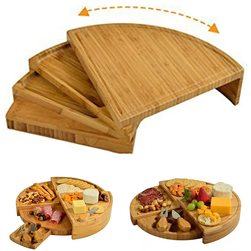 Planche à fromage, ensemble d'une planche pliable et de 3 couteaux