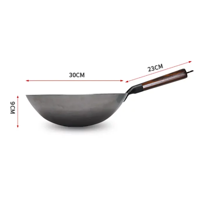 Poêle wok, en fer forgé, 30 cm dimensions