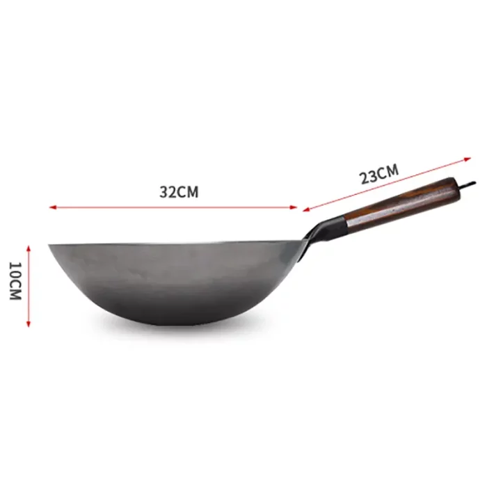 Poêle wok, en fer forgé, 32 cm dimensions