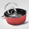 Faitout, avec couvercle en verre, 3 tailles, rouge se lave facilement