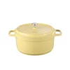 Marmite en fonte, avec couvercle, 20 ou 24 cm, jaune