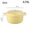 Marmite en fonte, avec couvercle, 20 ou 24 cm, jaune 24 cm dimensions