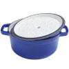 Marmite en fonte, avec couvercle, 24 cm, bleu, blanc ou rouge cuisson optimale