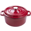 Marmite en fonte, avec couvercle, 24 cm, rouge