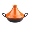 Marmite en fonte, style tajine avec couvercle, orange