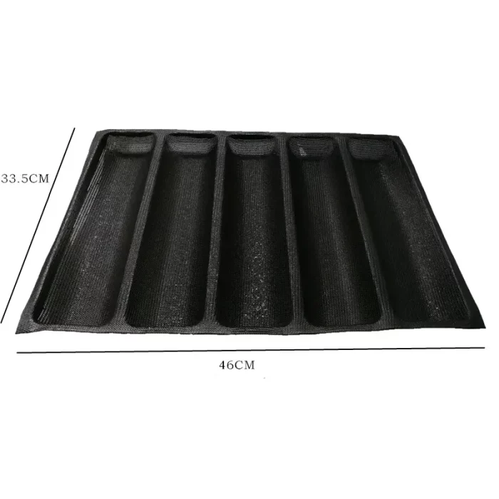Moule à pain, 5 cavités rectangulaires, noir dimensions