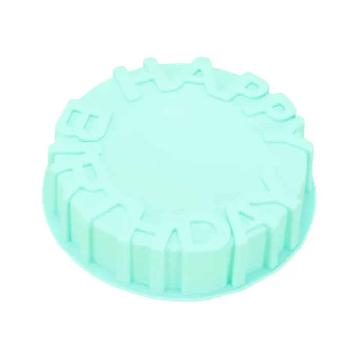 Moule silicone, forme ronde, happy birthday, vert
