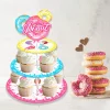 Présentoir gâteau, 3 étages, thème donut haute qualité