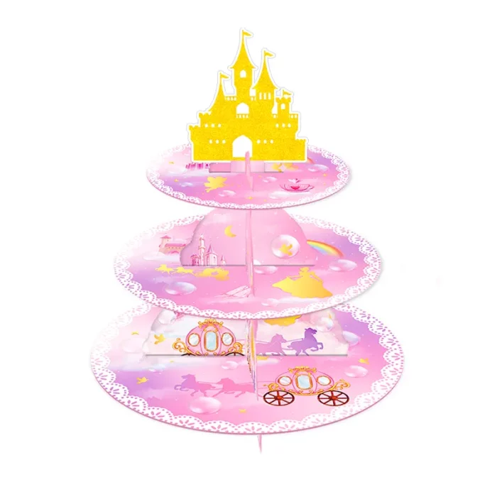 Présentoir gâteau, 3 étages, thème princesse