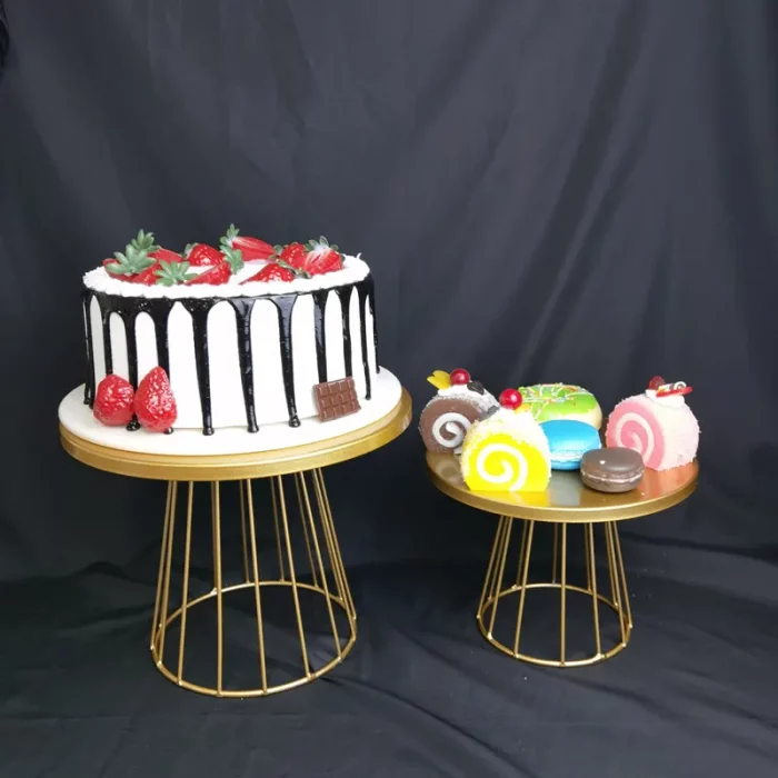 Présentoir gâteau, ensemble de 2 tailles, noir, doré, rose, rouge ou bleu élégants