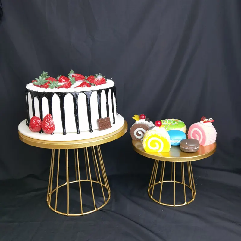 Présentoir gâteau, ensemble de 2 tailles, noir, doré, rose, rouge ou bleu 