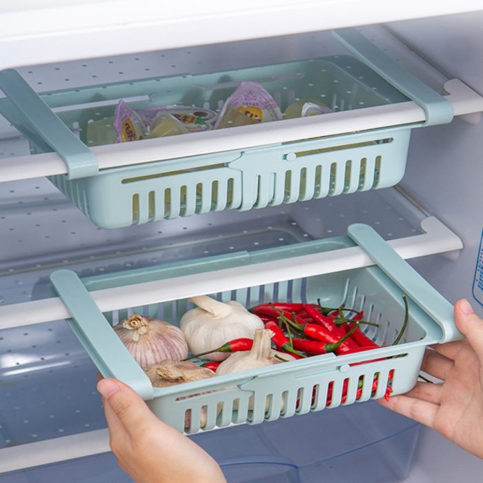Panier tiroir ajustable et extensible de rangement réfrigérateur