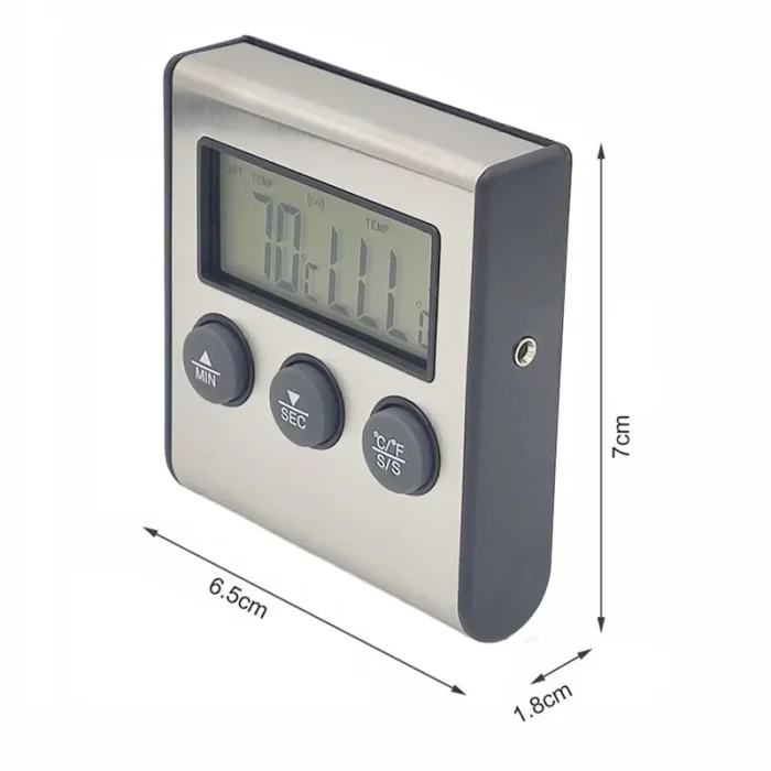 Thermomètre de cuisson, écran numérique, avec sonde et minuterie dimensions