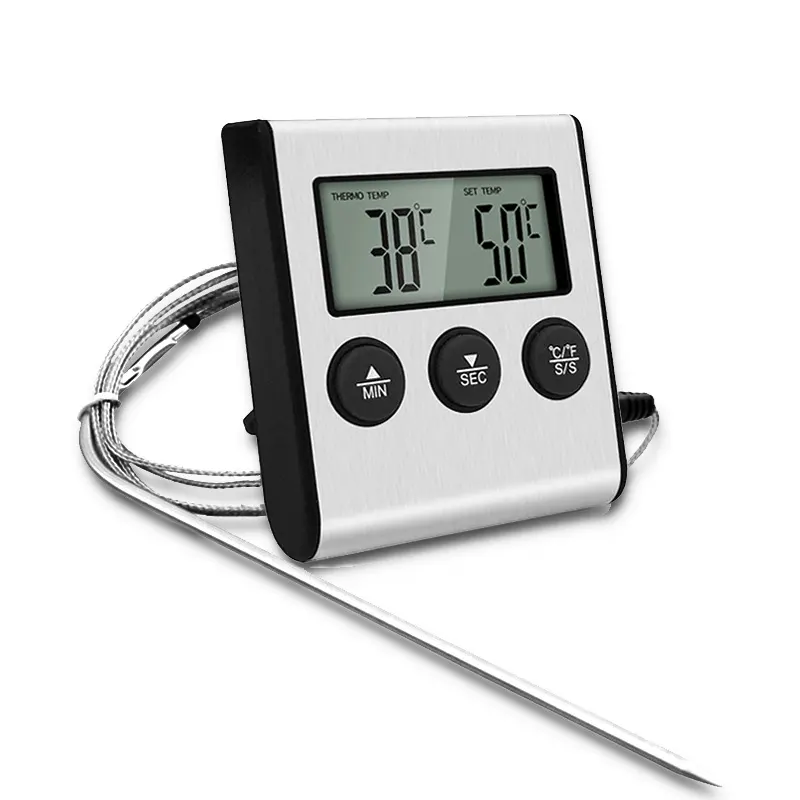 Thermomètre de cuisson, écran numérique, avec sonde et minuterie