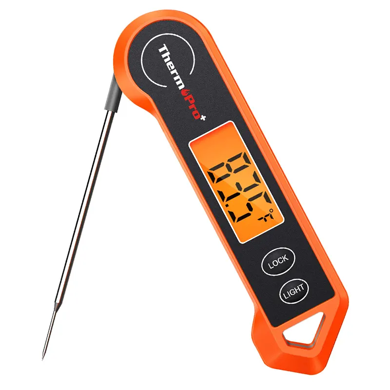 Thermomètre de cuisson, écran numérique, étanche, orange