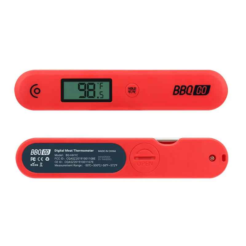 Thermomètre de cuisson, écran numérique, rouge vue de dessous