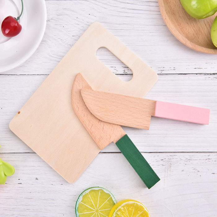 Couteau en bois hachoir pour enfants vert