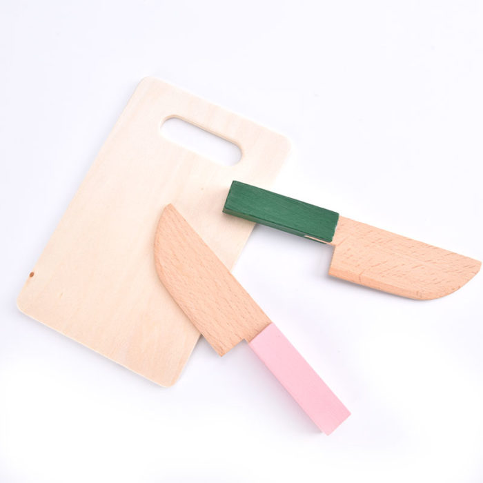 Couteau en bois hachoir pour enfants vert