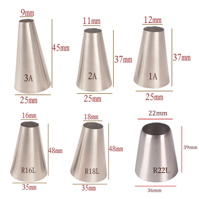 Ensemble de 6 Douilles Pâtissières Rondes en Acier Inoxydable
