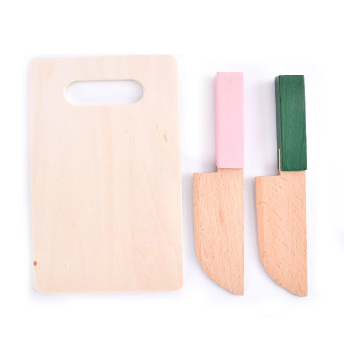 Couteau en bois hachoir pour enfants vert