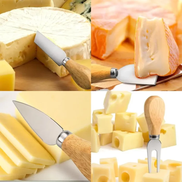 Couteau a fromage - Ensemble de 4 à manche en bois