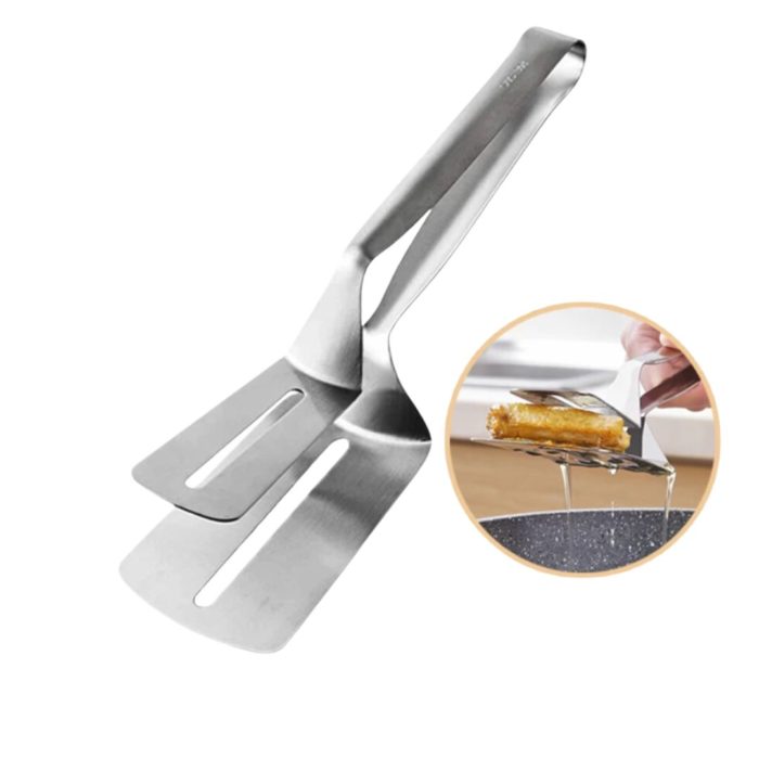 Pince cuisine flexi-spatule en acier inoxydable
