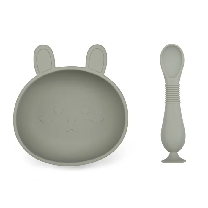 Bol et cuillère bébé set lapinou en silicone