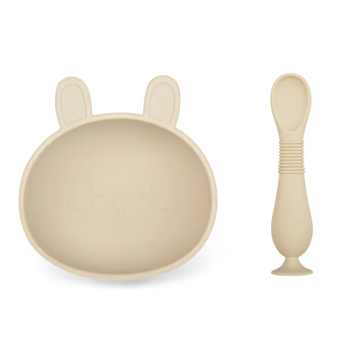 Bol et cuillère bébé set lapinou en silicone