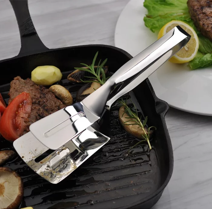 Pince cuisine flexi-spatule en acier inoxydable