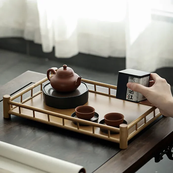 Plateau à thé style japonais en bambou