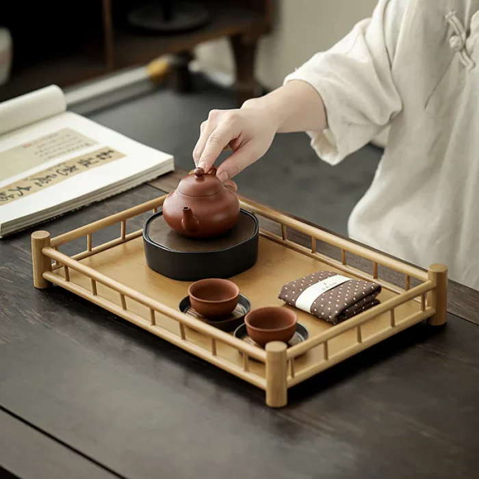 Plateau à thé style japonais en bambou