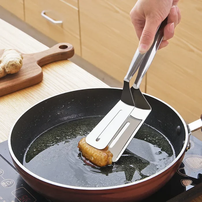 Pince cuisine flexi-spatule en acier inoxydable