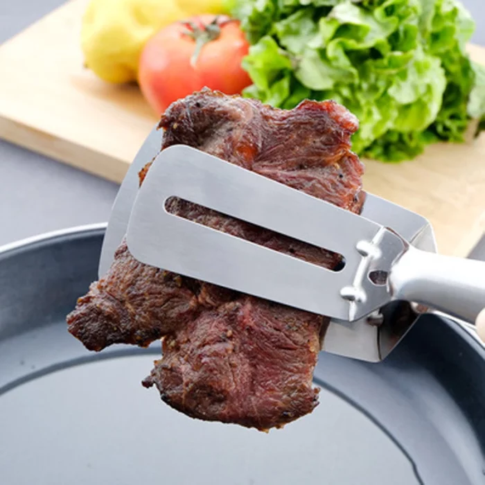 Pince cuisine flexi-spatule en acier inoxydable