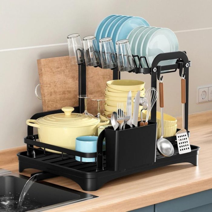 Égouttoir vaisselle à 2 niveaux avec système de vidange