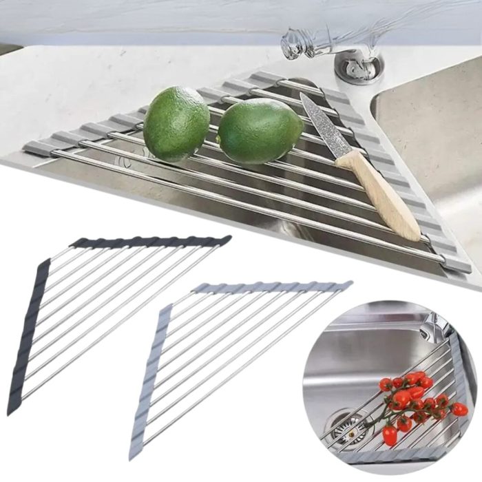 Égouttoir vaisselle triangulaire en acier inoxydable