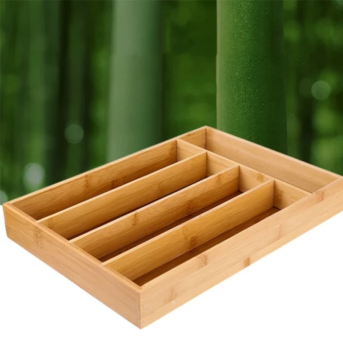 Range couverts 5 compartiments en bambou