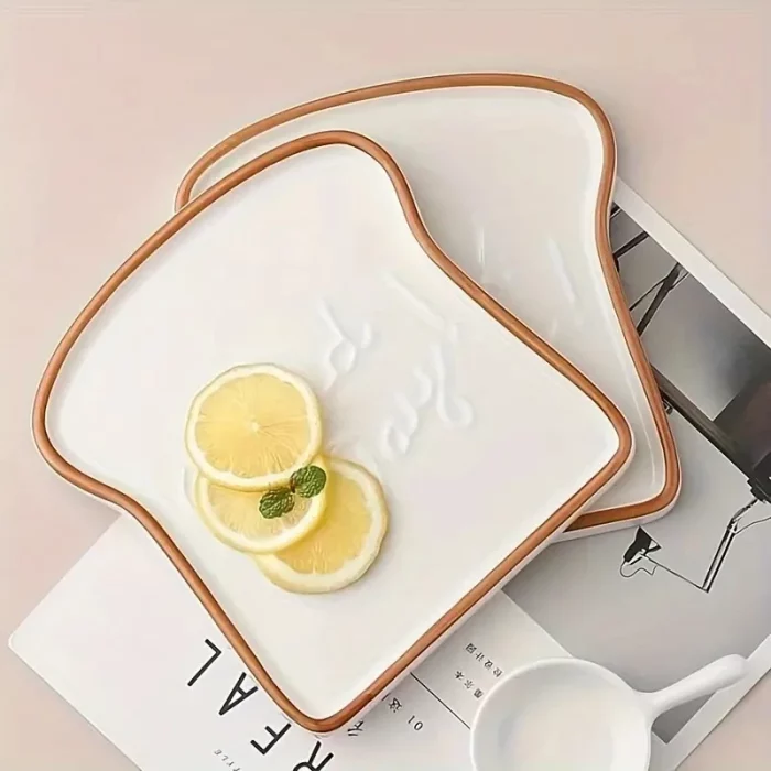 Assiette plate en céramique forme toast 'Good Day'