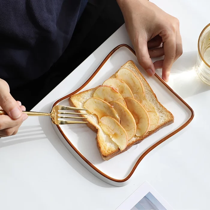 Assiette plate en céramique forme toast 'Good Day'