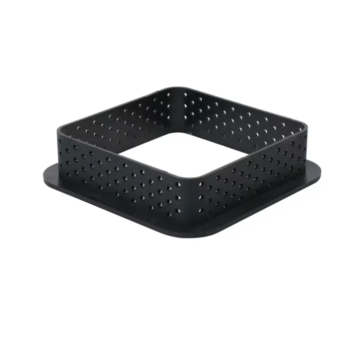 Cercle à tarte perforé en forme de carré noir 10 pièces