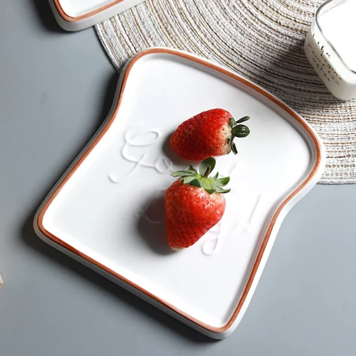 Assiette plate en céramique forme toast 'Good Day'