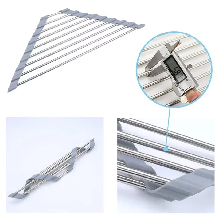 Égouttoir vaisselle triangulaire en acier inoxydable