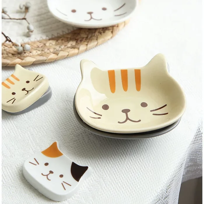 Petite assiette creuse tête de chat 9X8CM